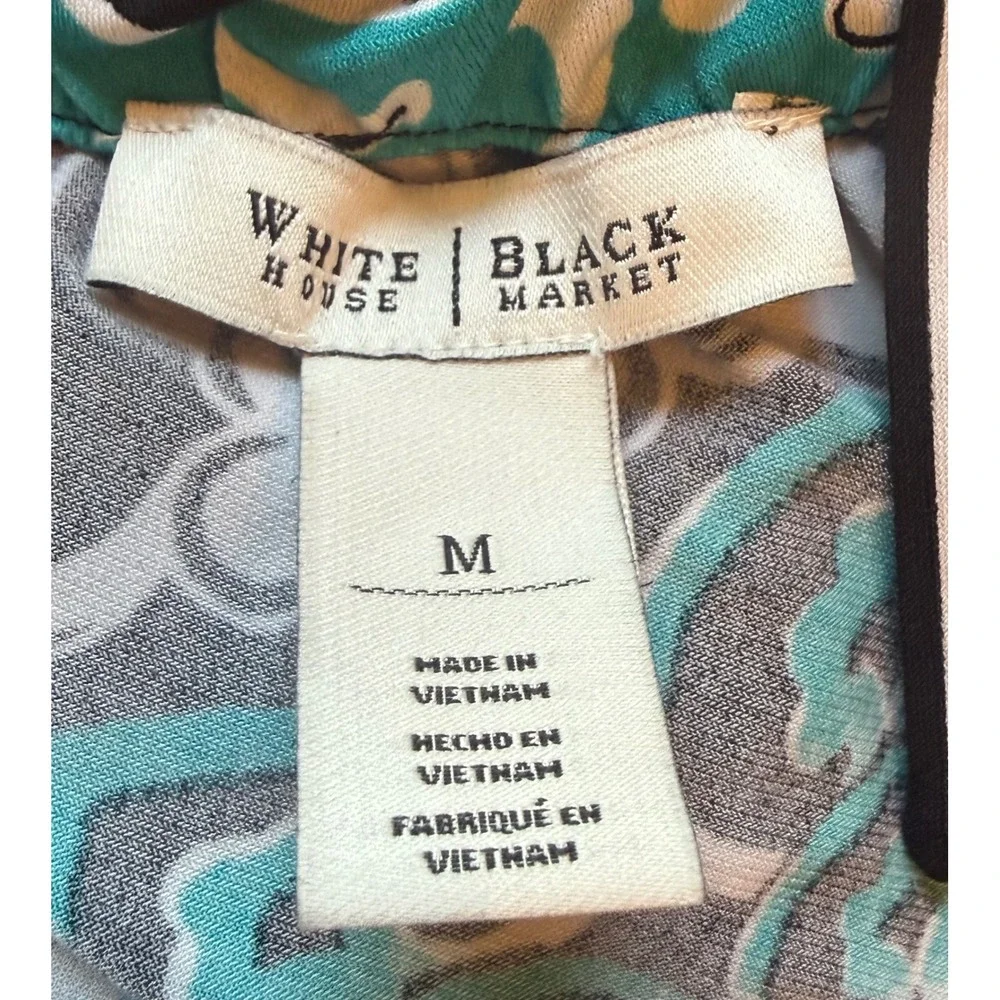 White House Black Market Medallion Print Halter Dress‎ Teal Black White Medium